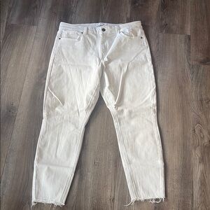 Pistola White Cropped Distressed Jeans